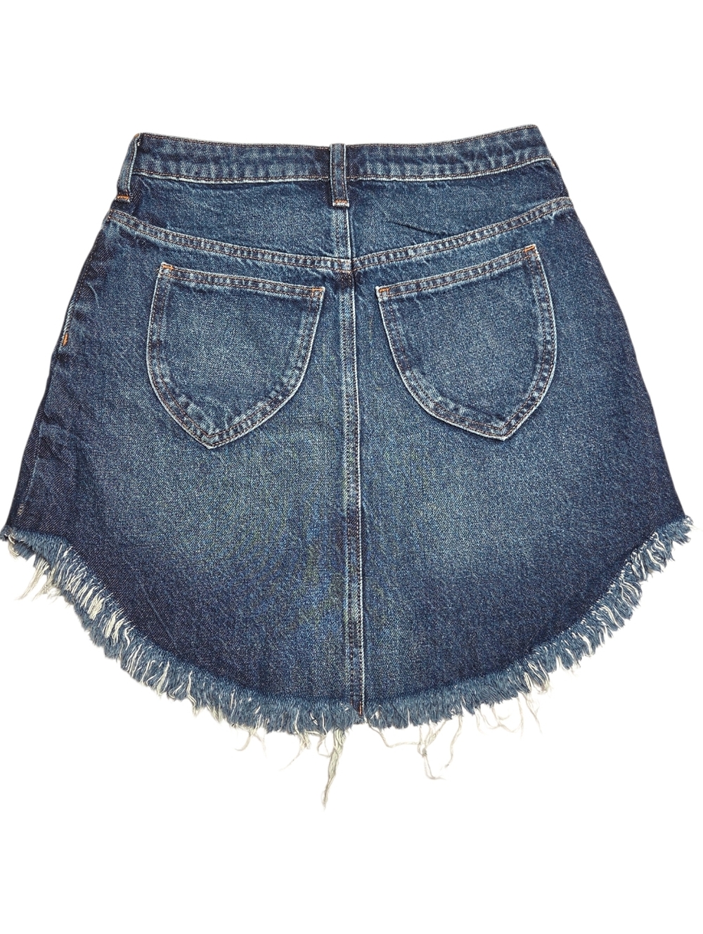 Free People We The Free Bailey Denim Mini Skirt Frayed Hem Medium Wash 26 NWT - Picture 12 of 12